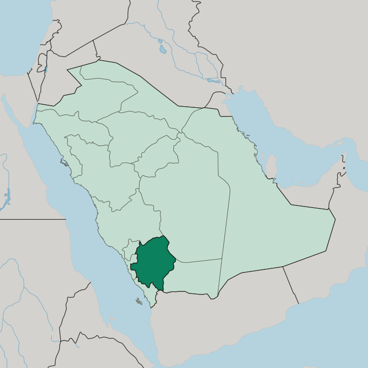 Map showing 'Asir Region — In Saudi Arabia