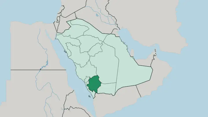 Map of 'Asir Region in Saudi Arabia