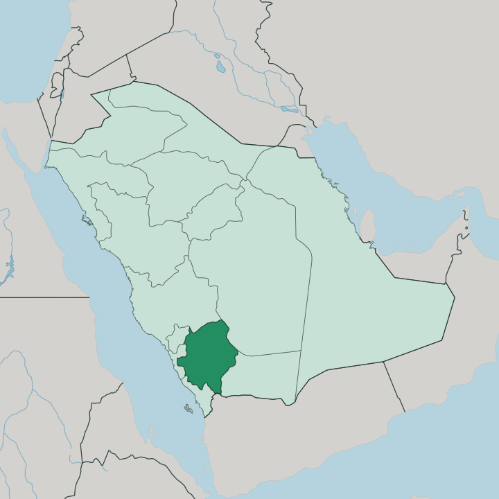 Map showing 'Asir Region — In Saudi Arabia