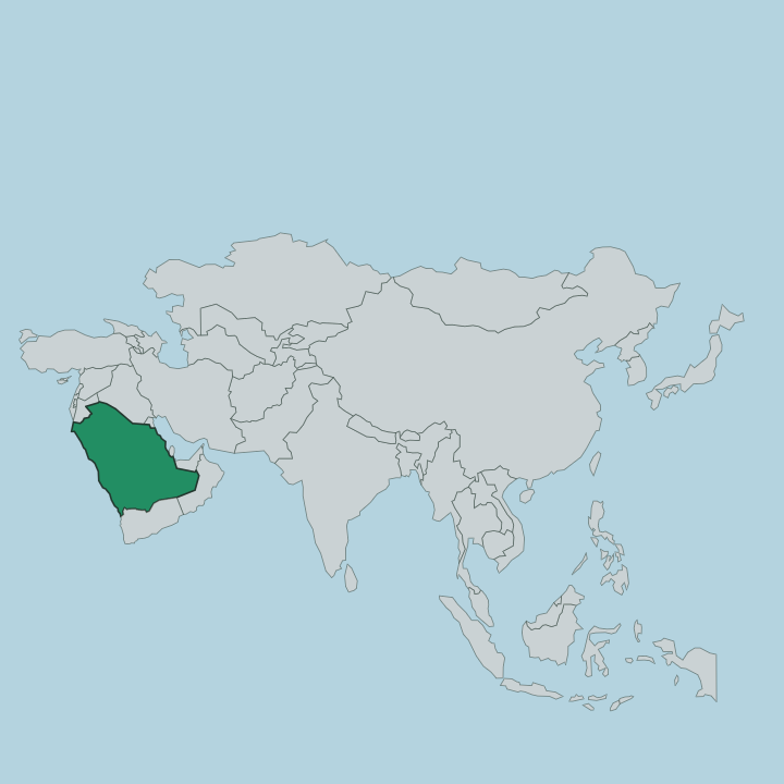 Map showing Saudi Arabia — In Asia
