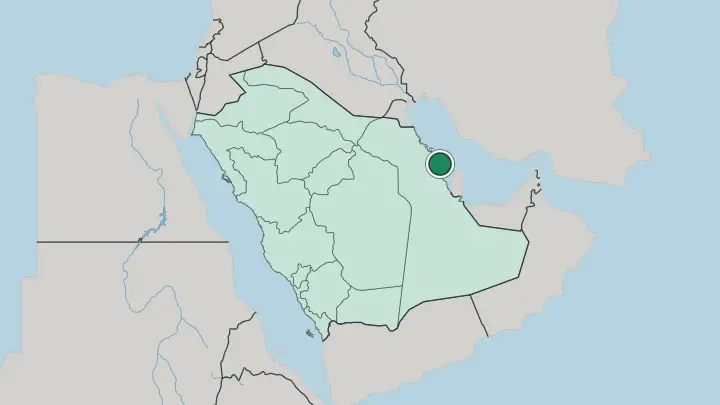 Map of Dammam in Saudi Arabia
