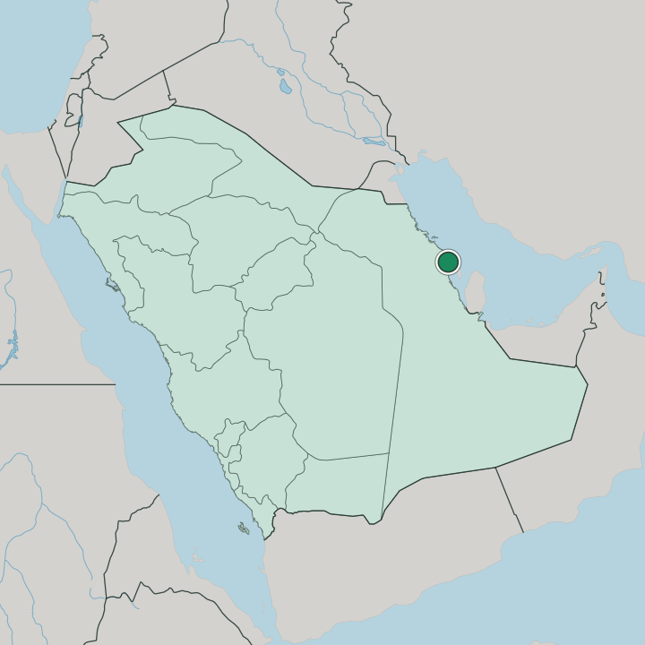 Map showing Dammam — In Saudi Arabia