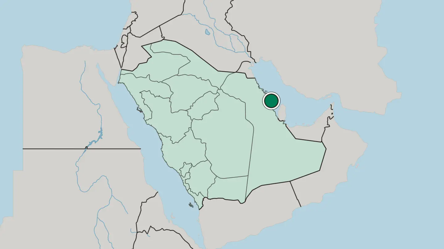 Map of Dammam in Saudi Arabia