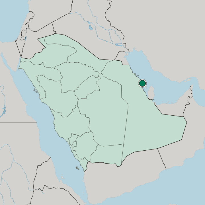 Map showing Dammam — In Saudi Arabia