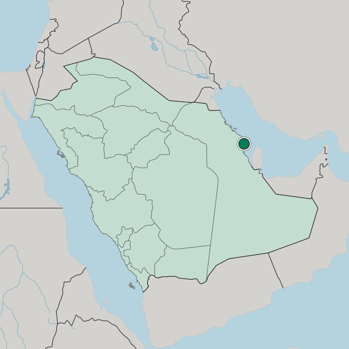 Map showing Thuqbah — In Saudi Arabia