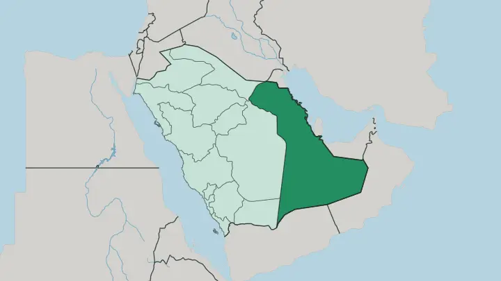 Map of Eastern Province in Saudi Arabia