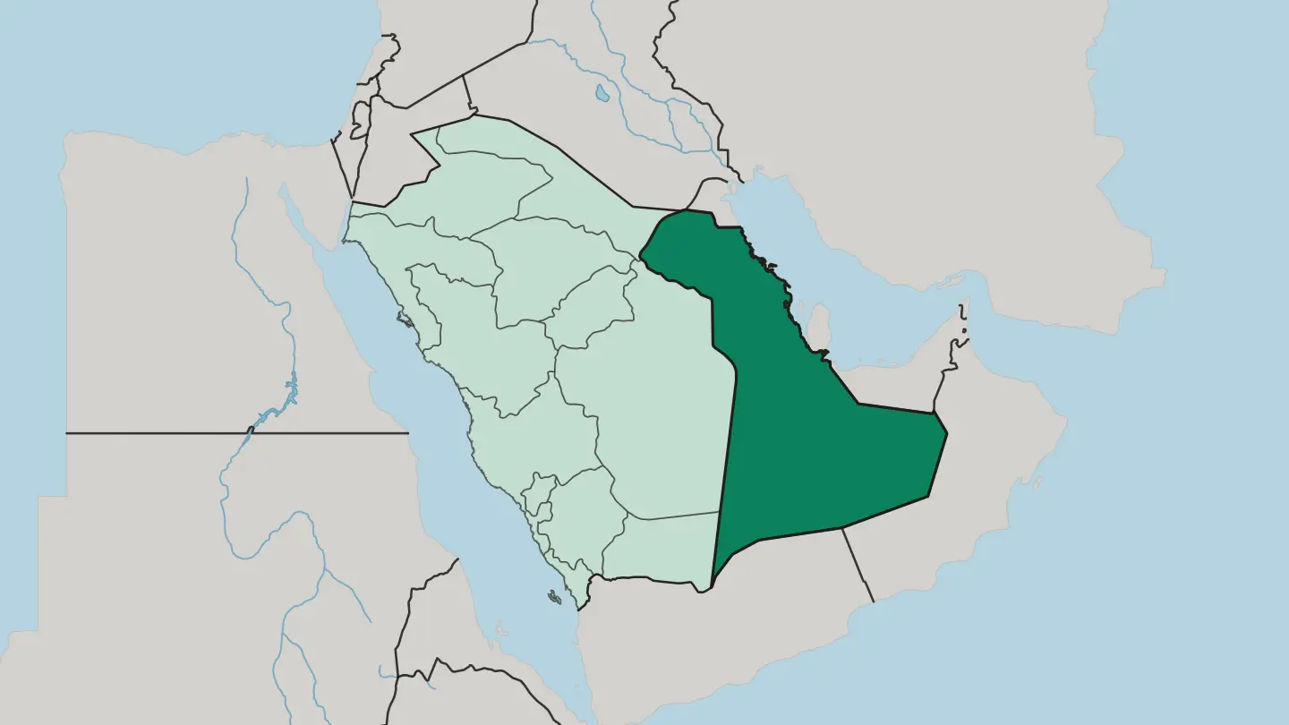 Map of Eastern Province in Saudi Arabia