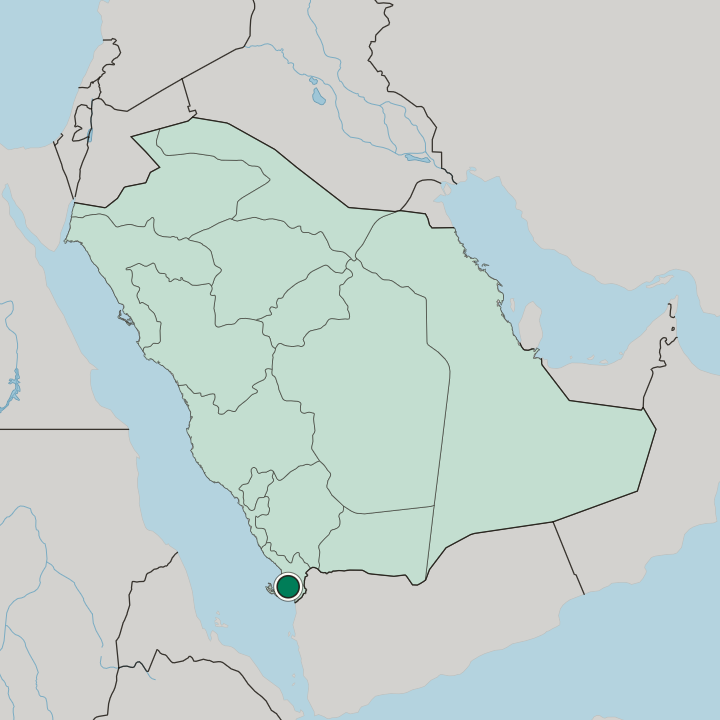 Map showing Jizan — In Saudi Arabia