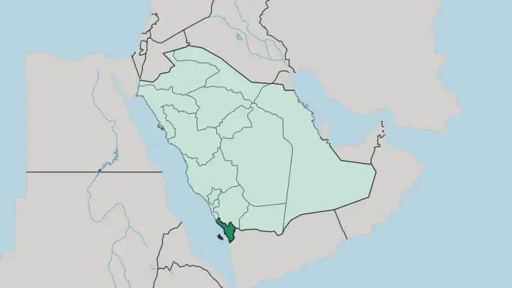 Map of Jazan Region in Saudi Arabia