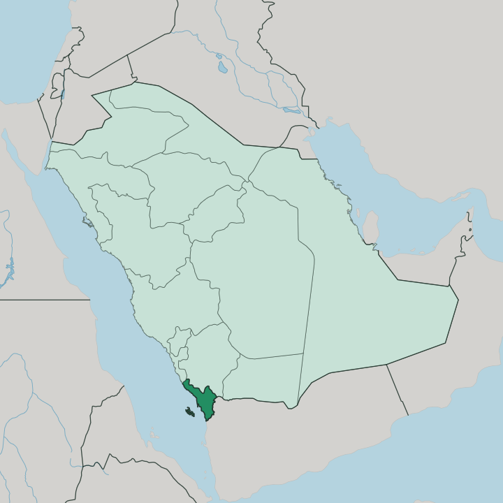 Map showing Jazan Region — In Saudi Arabia