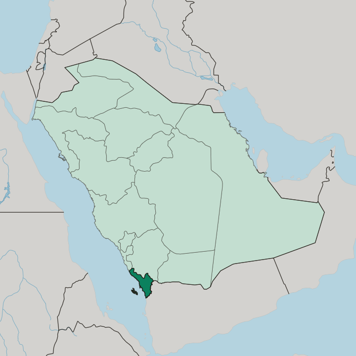Map showing Jazan Region — In Saudi Arabia