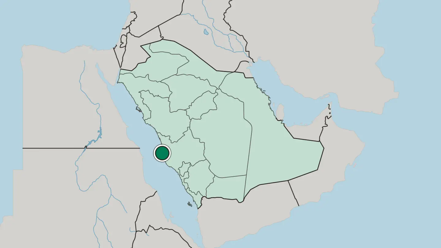 Map of Jeddah in Saudi Arabia