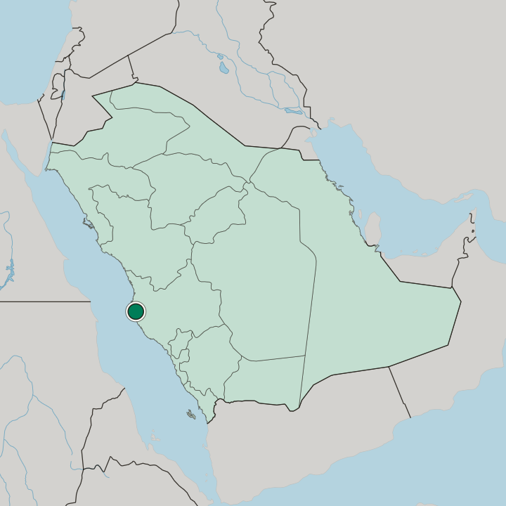 Map showing Jeddah — In Saudi Arabia