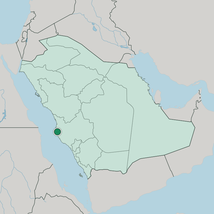 Map showing Jeddah — In Saudi Arabia