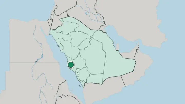 Map of Makkah in Saudi Arabia