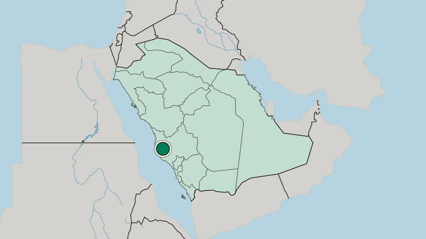 Map of Makkah in Saudi Arabia