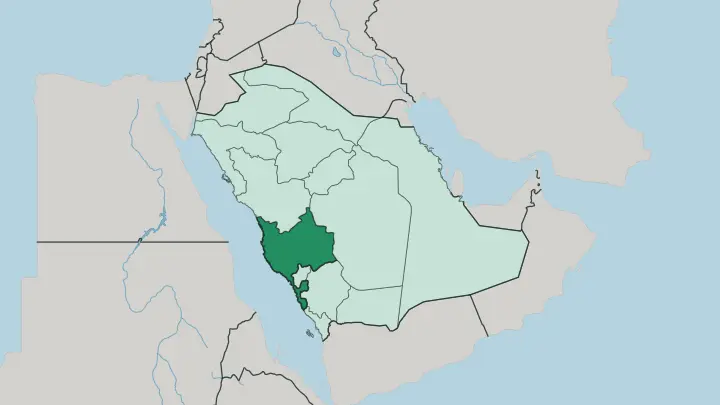 Map of Mecca Region in Saudi Arabia