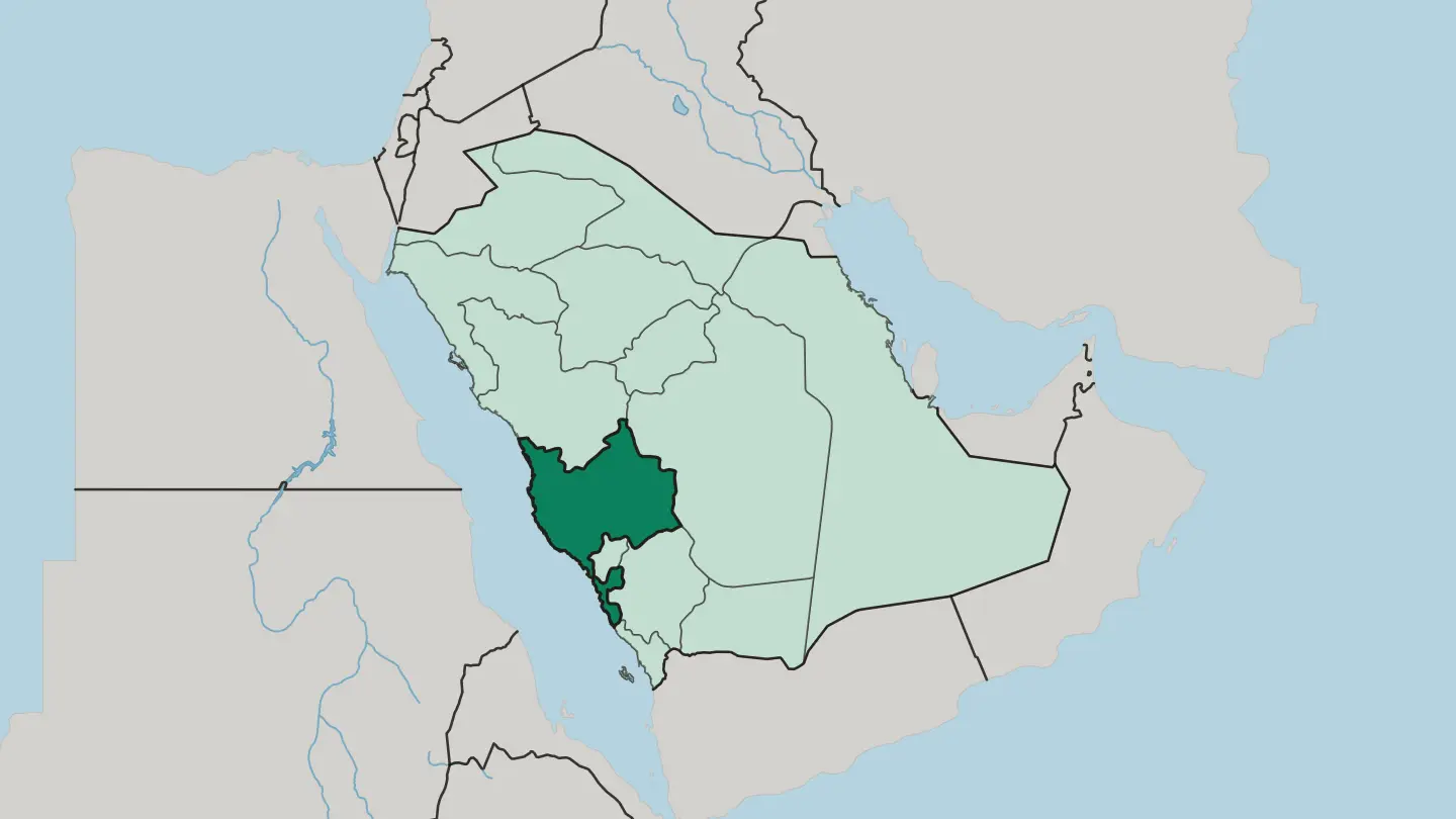 Map of Mecca Region in Saudi Arabia