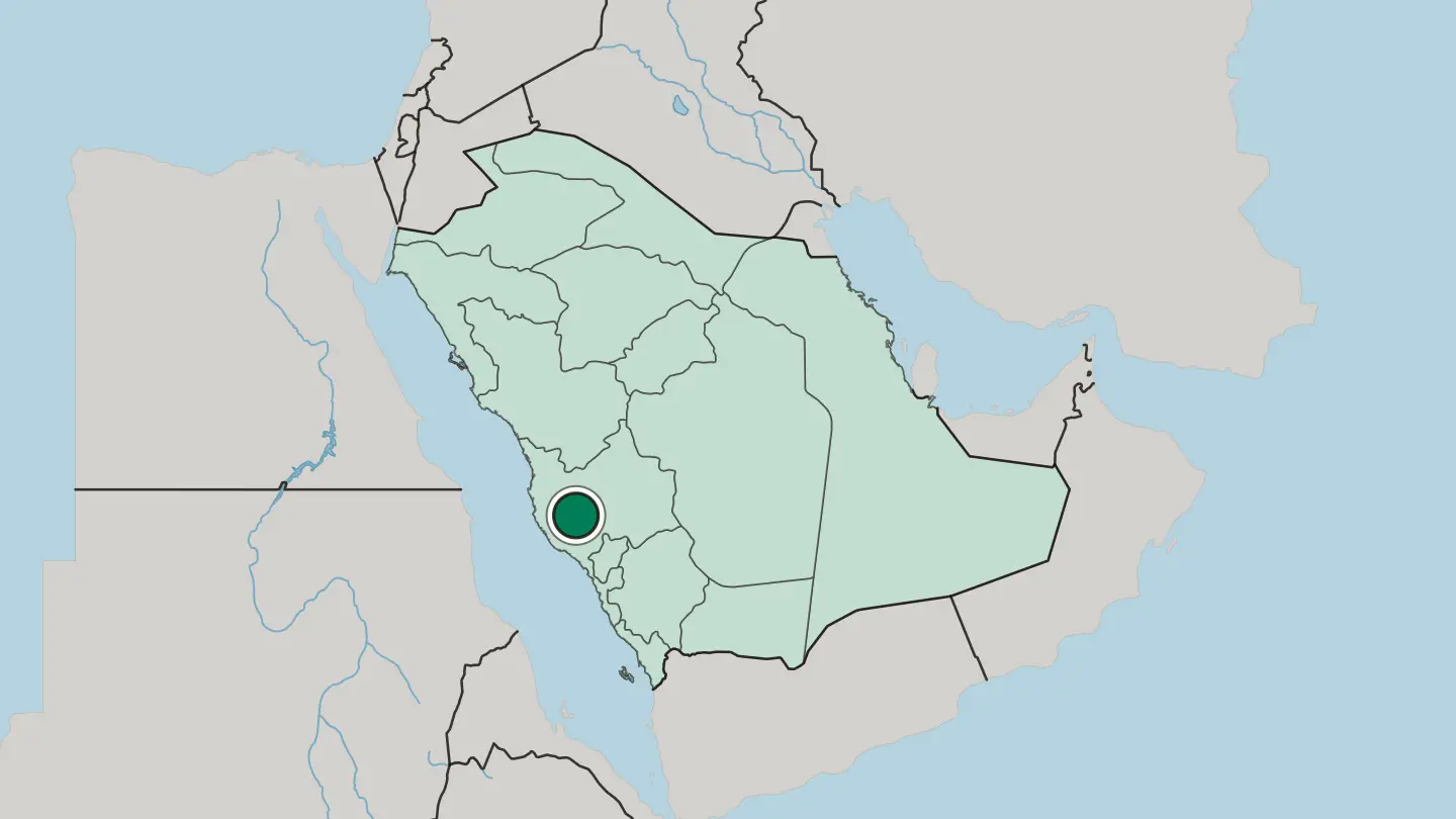 Map of Ta’if in Saudi Arabia