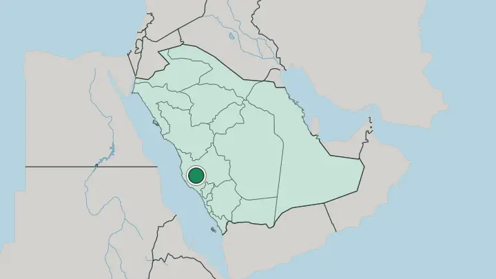 Map of Ta’if in Saudi Arabia