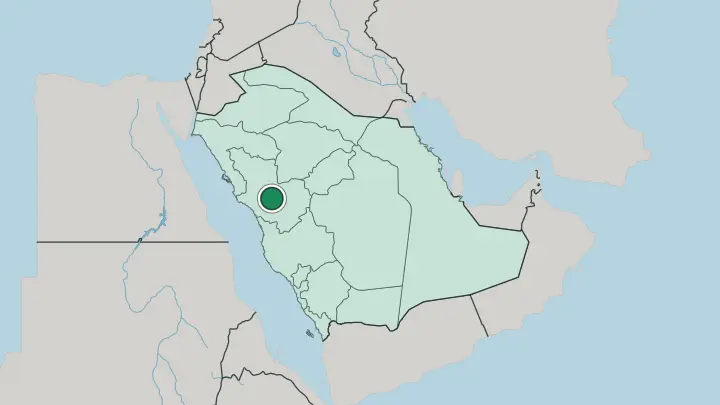 Map of Madinah in Saudi Arabia