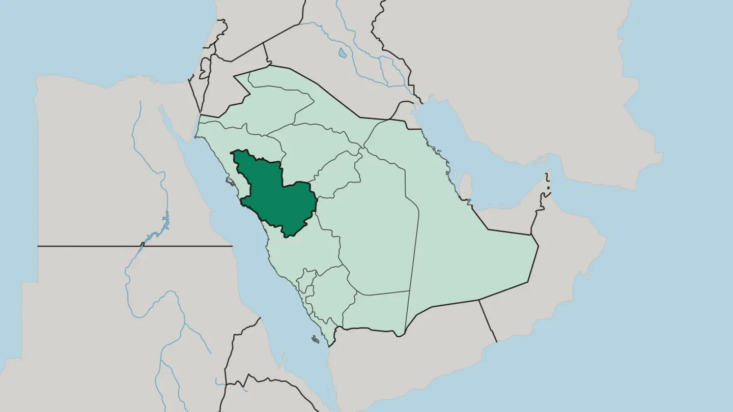 Map of Medina Region in Saudi Arabia