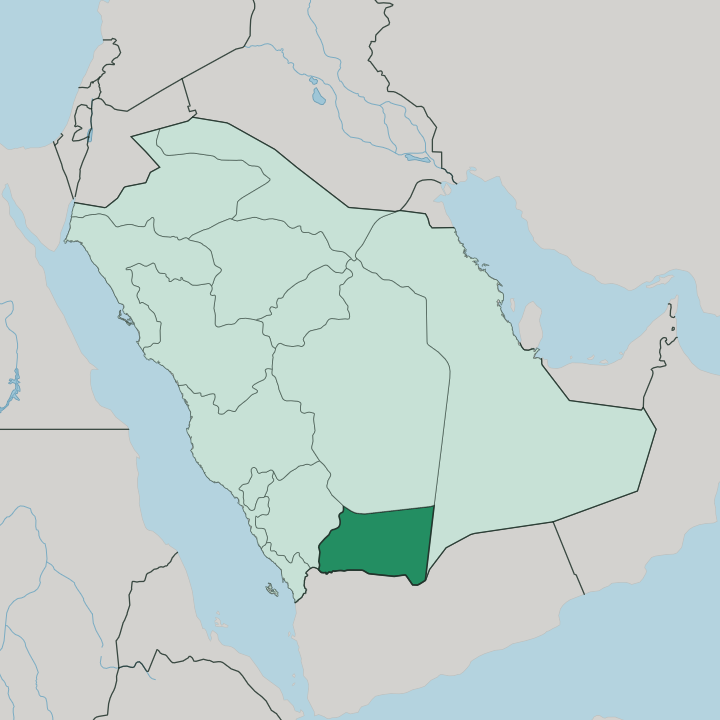 Map showing Najran Region — In Saudi Arabia