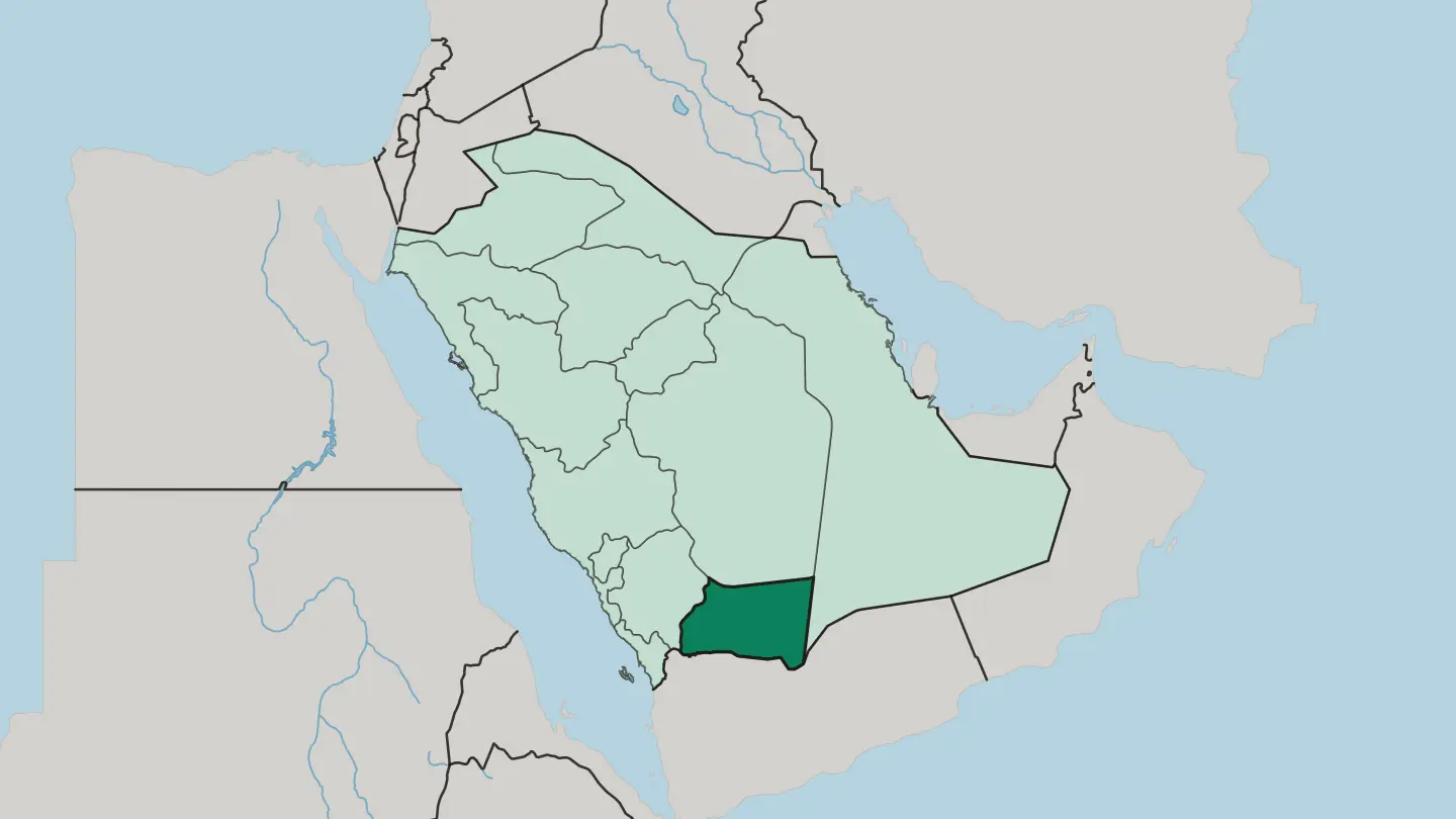 Map of Najran Region in Saudi Arabia