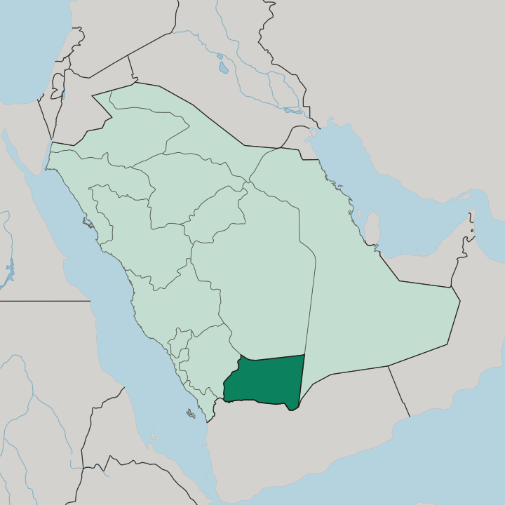 Map showing Najran Region — In Saudi Arabia
