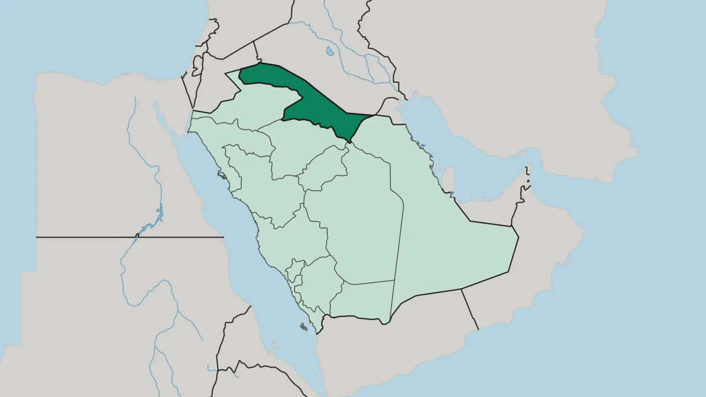 Map of Northern Borders Region in Saudi Arabia