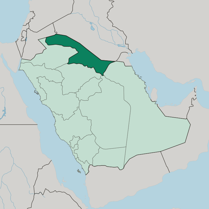 Map showing Northern Borders Region — In Saudi Arabia