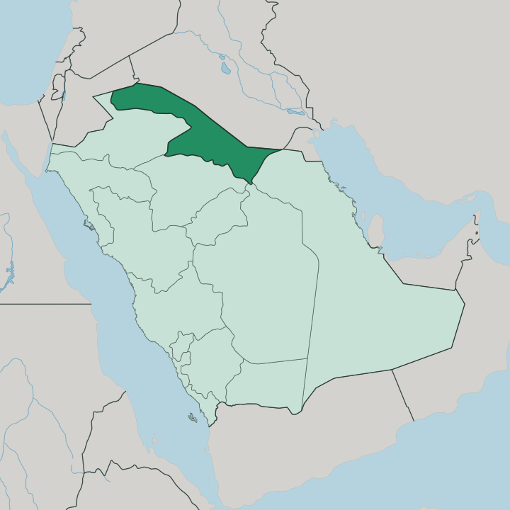 Map showing Northern Borders Region — In Saudi Arabia