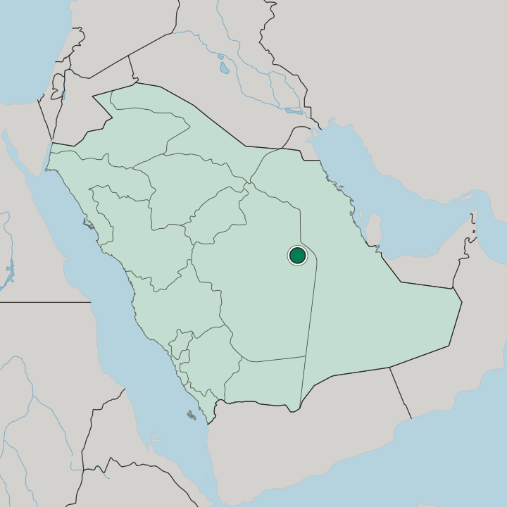 Map showing Al Kharj — In Saudi Arabia