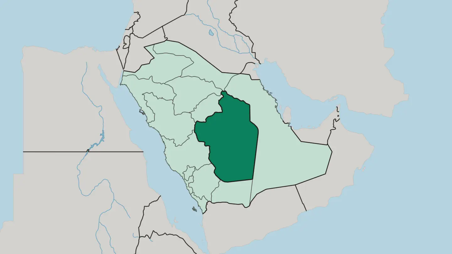 Map of Riyadh Region in Saudi Arabia