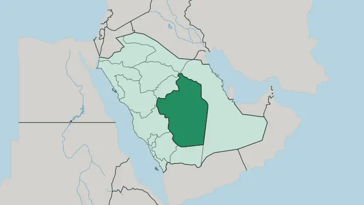 Map of Riyadh Region in Saudi Arabia