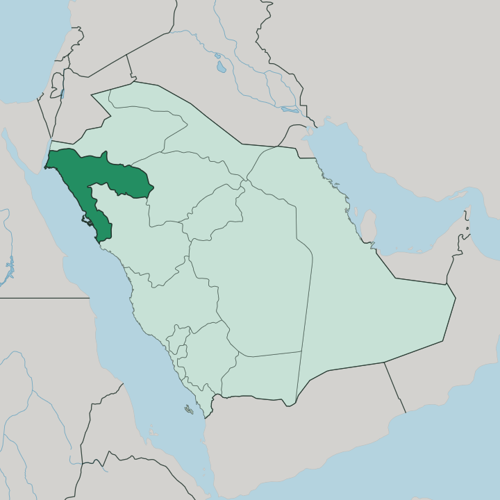 Map showing Tabuk Region — In Saudi Arabia
