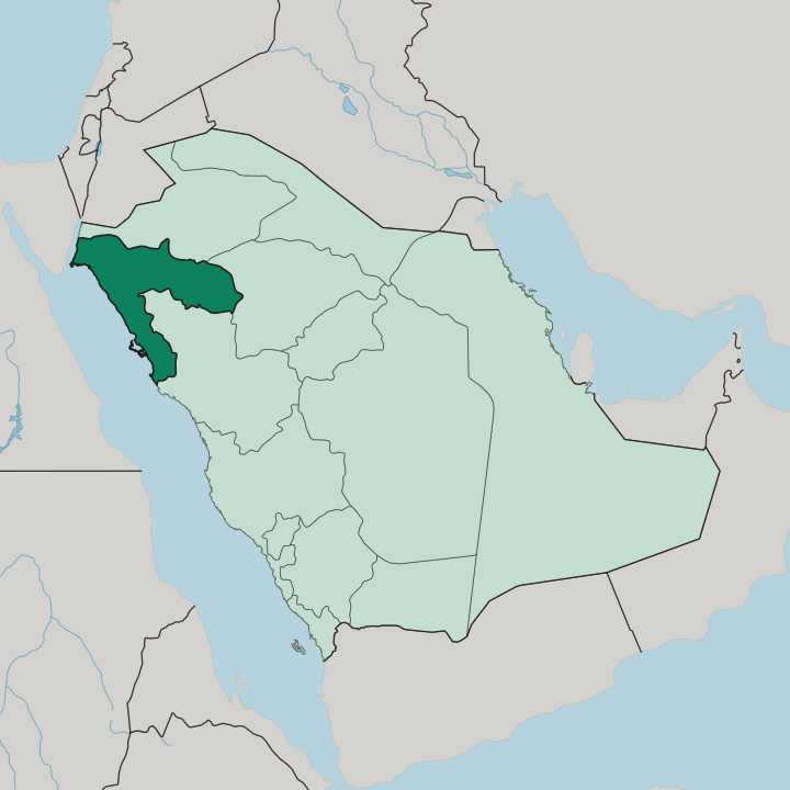 Map showing Tabuk Region — In Saudi Arabia