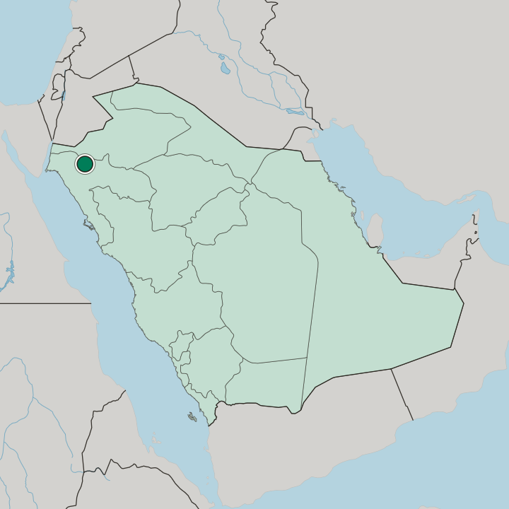 Map showing Tabuk — In Saudi Arabia
