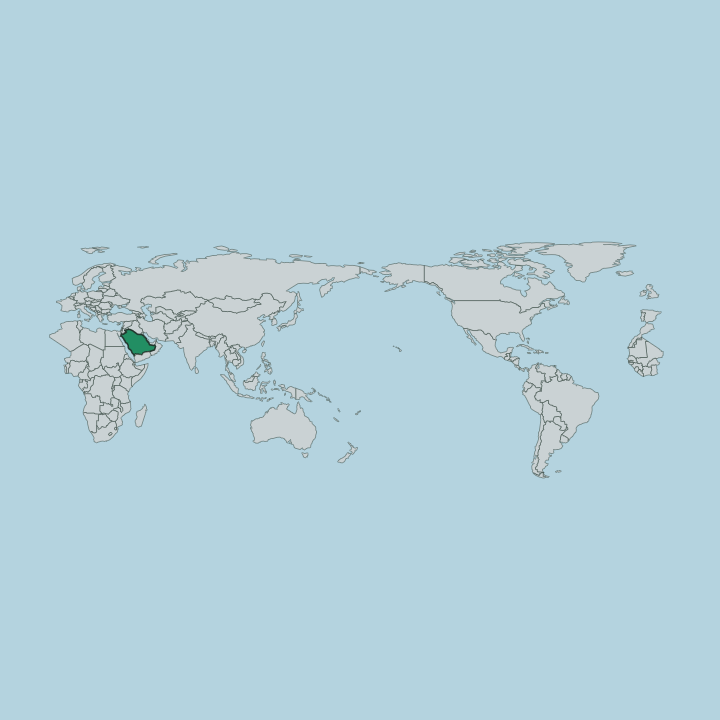 Map showing Saudi Arabia — Worldwide