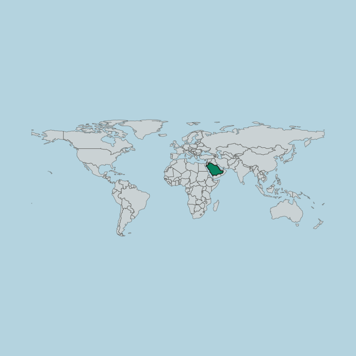 Map showing Saudi Arabia — Worldwide
