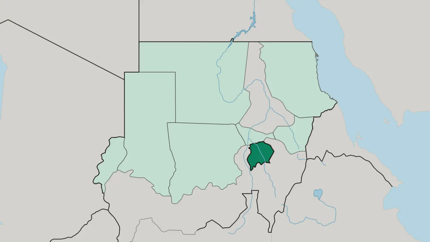 Map of Al Jazirah State in Sudan