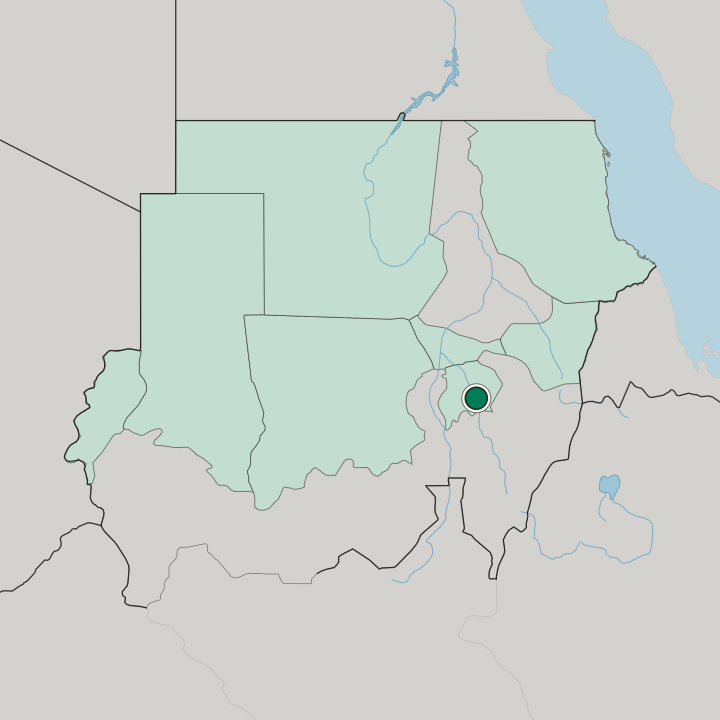 Map showing Wad Medani — In Sudan