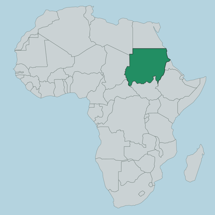 Map showing Sudan — In Africa