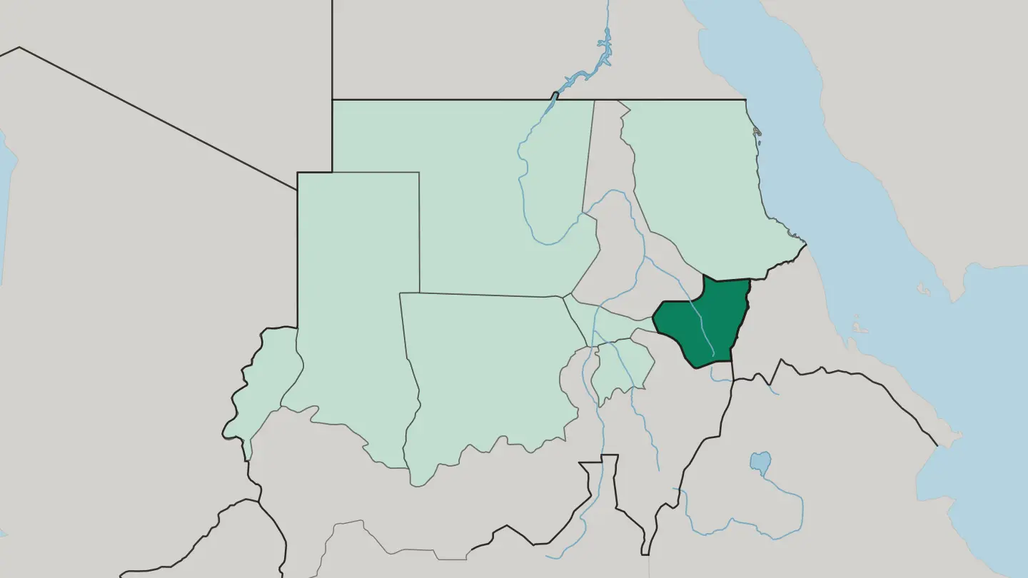 Map of Kassala State in Sudan