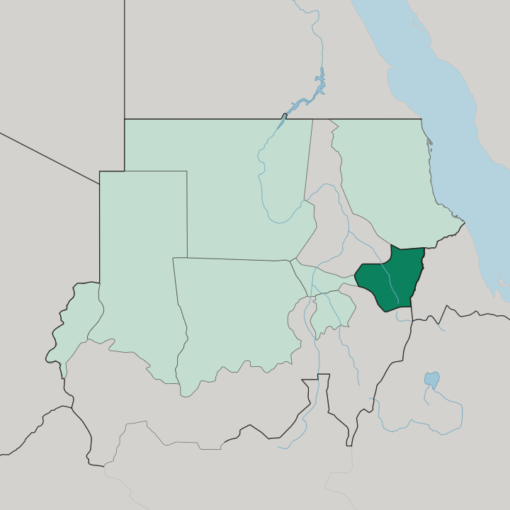 Map showing Kassala State — In Sudan