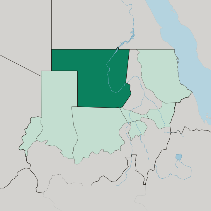 Map showing Northern — In Sudan