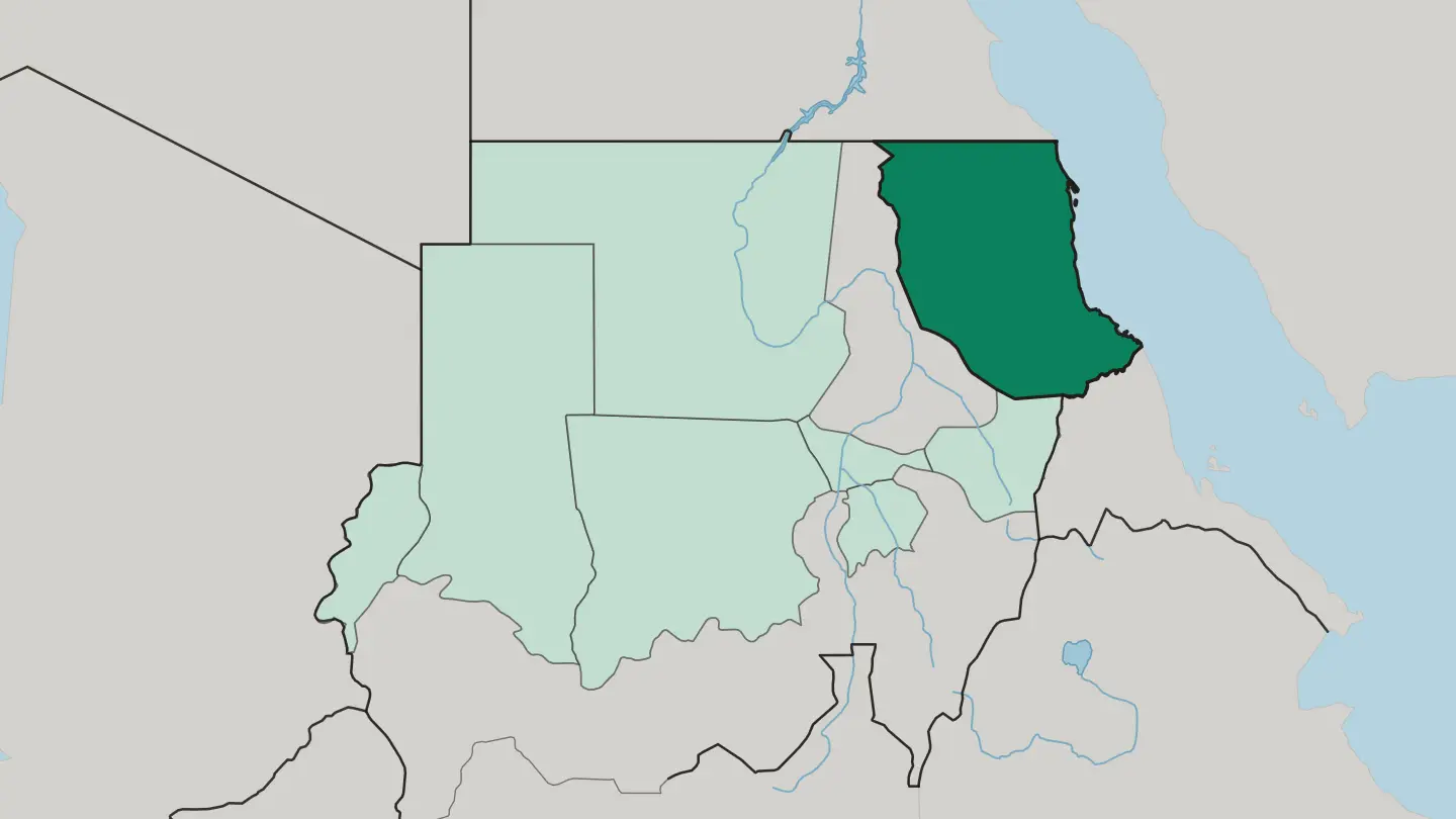 Map of Red Sea in Sudan