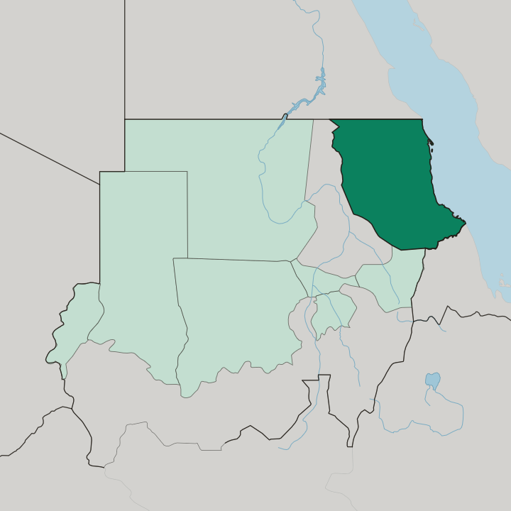 Map showing Red Sea — In Sudan