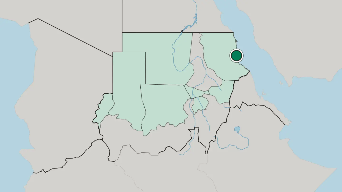 Map of Port Sudan in Sudan