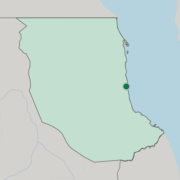 Map showing Port Sudan — In Red Sea